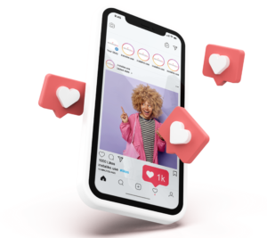 A mobile showing social media influencer marketing